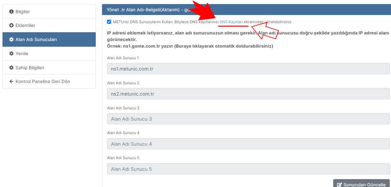 Metunic Domain Yönlendirme 2 Metunic Alan adı Yönlendirme