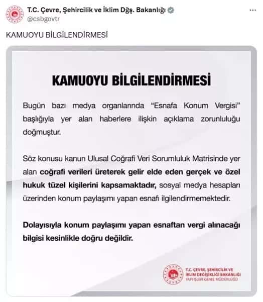 Esanafa Konum Vergisi mi Geliyor ? 1 konum vergisi