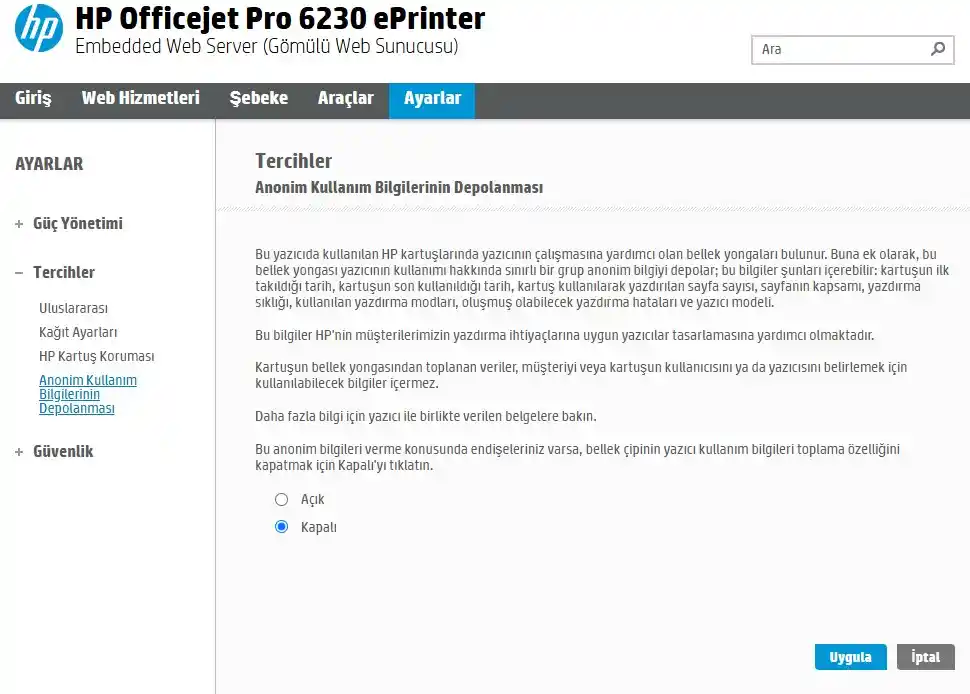 Hp Yazıcı Kartuş Çipi Devre dışı bırakmak